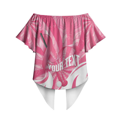 Australia Field Hockey Breast Cancer Personalised Off Shoulder Wrap Waist Top Think Pink Ribbon Aboriginal Art