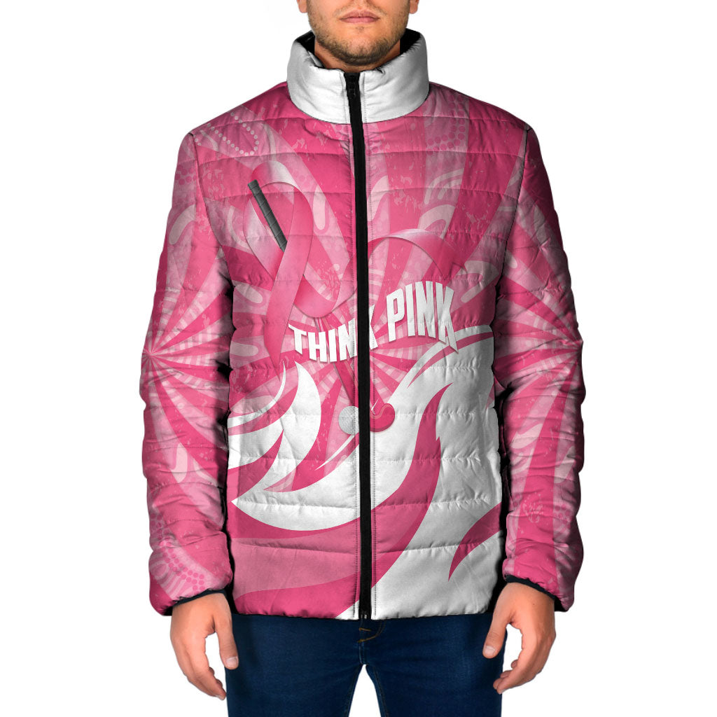Australia Field Hockey Breast Cancer Personalised Padded Jacket Think Pink Ribbon Aboriginal Art