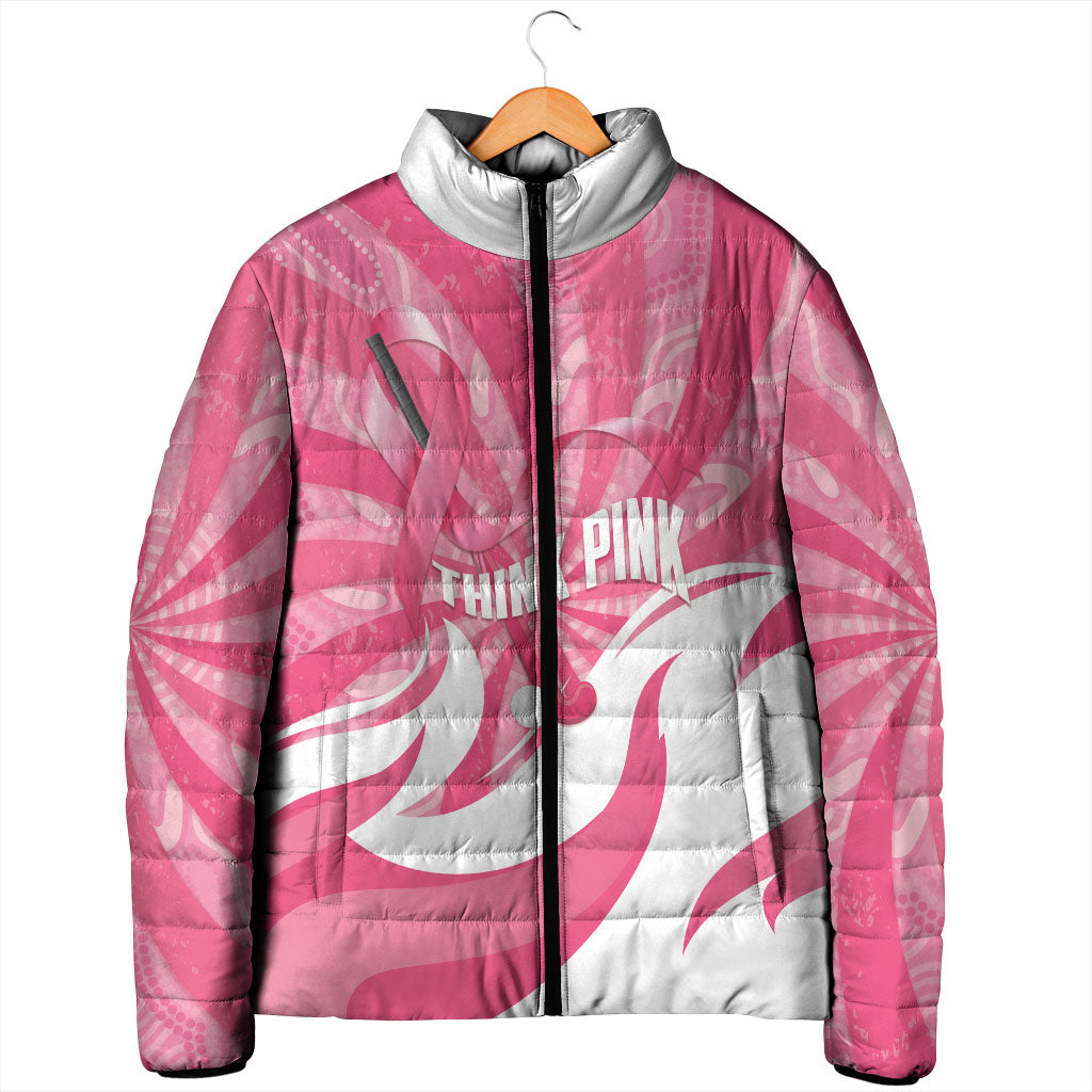 Australia Field Hockey Breast Cancer Personalised Padded Jacket Think Pink Ribbon Aboriginal Art