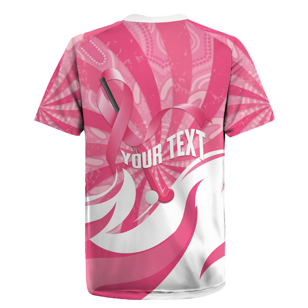 Australia Field Hockey Breast Cancer Personalised Rugby Jersey Think Pink Ribbon Aboriginal Art