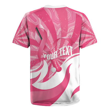 Australia Field Hockey Breast Cancer Personalised Rugby Jersey Think Pink Ribbon Aboriginal Art