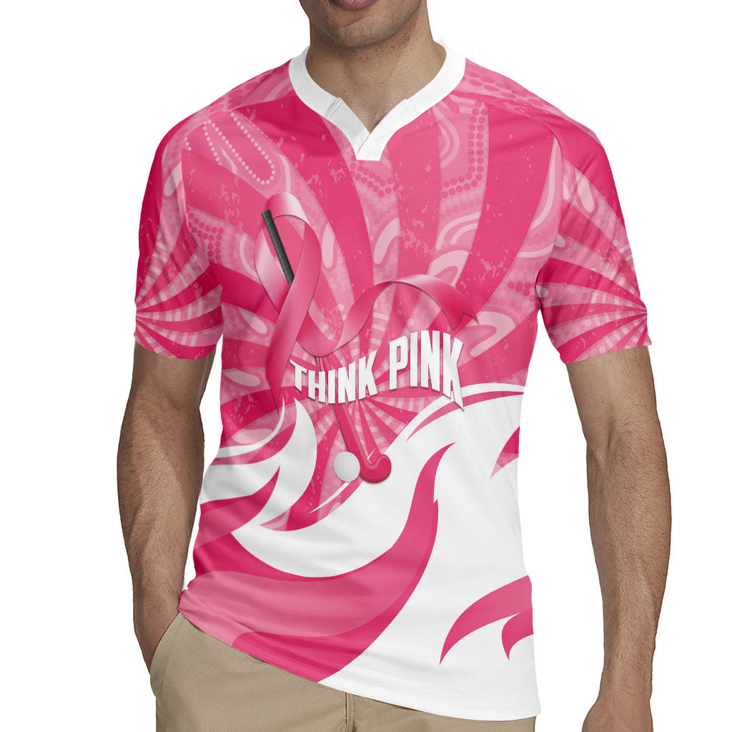 Australia Field Hockey Breast Cancer Personalised Rugby Jersey Think Pink Ribbon Aboriginal Art