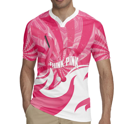 Australia Field Hockey Breast Cancer Personalised Rugby Jersey Think Pink Ribbon Aboriginal Art