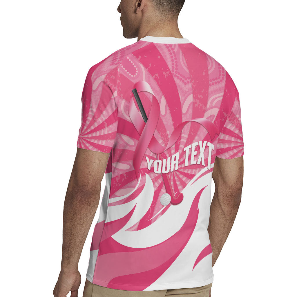 Australia Field Hockey Breast Cancer Personalised Rugby Jersey Think Pink Ribbon Aboriginal Art