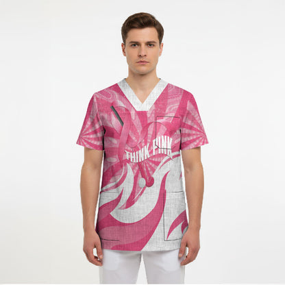 Australia Field Hockey Breast Cancer Personalised Scrub Top Think Pink Ribbon Aboriginal Art