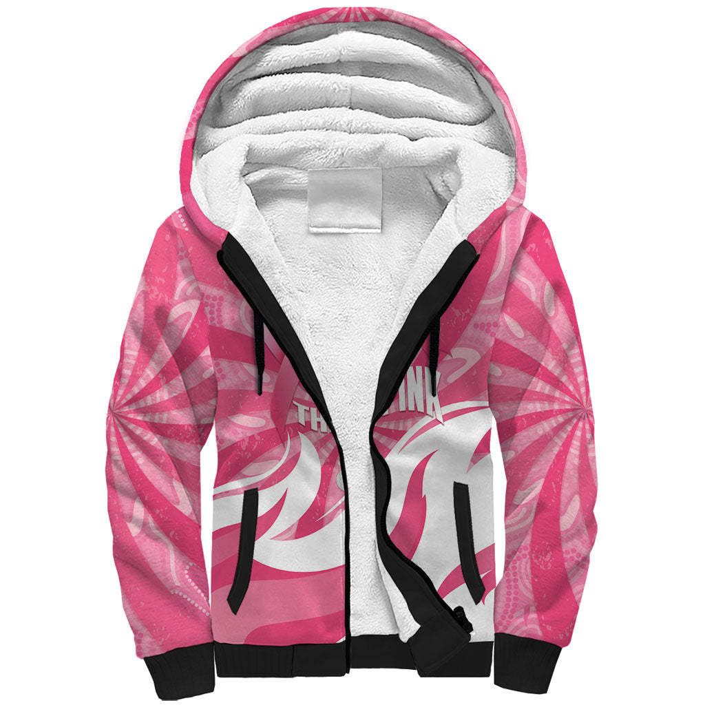 Australia Field Hockey Breast Cancer Personalised Sherpa Hoodie Think Pink Ribbon Aboriginal Art