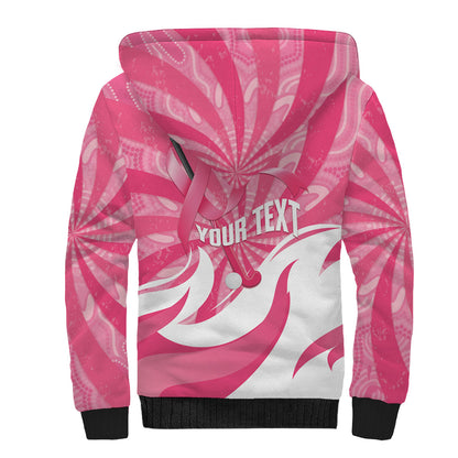 Australia Field Hockey Breast Cancer Personalised Sherpa Hoodie Think Pink Ribbon Aboriginal Art