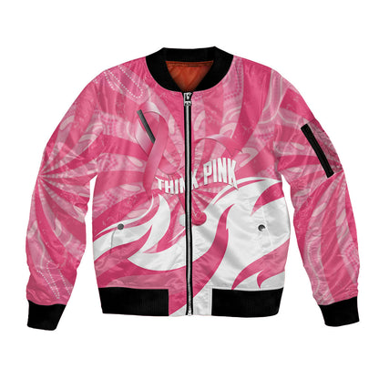 Australia Field Hockey Breast Cancer Personalised Sleeve Zip Bomber Jacket Think Pink Ribbon Aboriginal Art