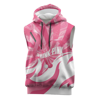 Australia Field Hockey Breast Cancer Personalised Sleeveless Hoodie Think Pink Ribbon Aboriginal Art