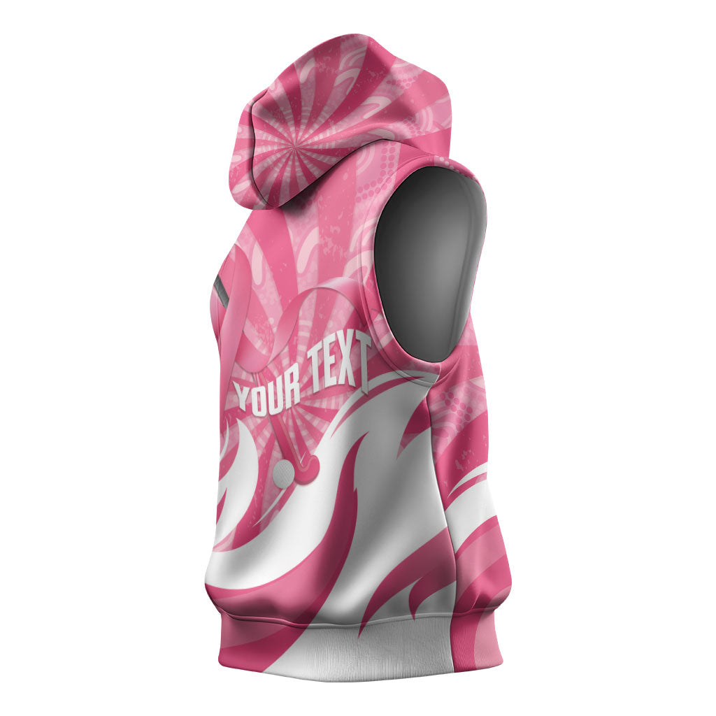 Australia Field Hockey Breast Cancer Personalised Sleeveless Hoodie Think Pink Ribbon Aboriginal Art