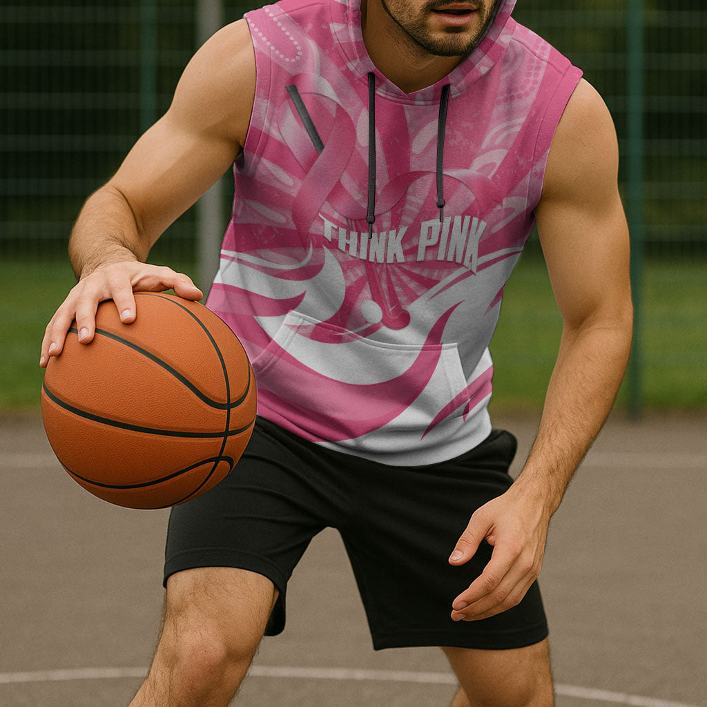 Australia Field Hockey Breast Cancer Personalised Sleeveless Hoodie Think Pink Ribbon Aboriginal Art