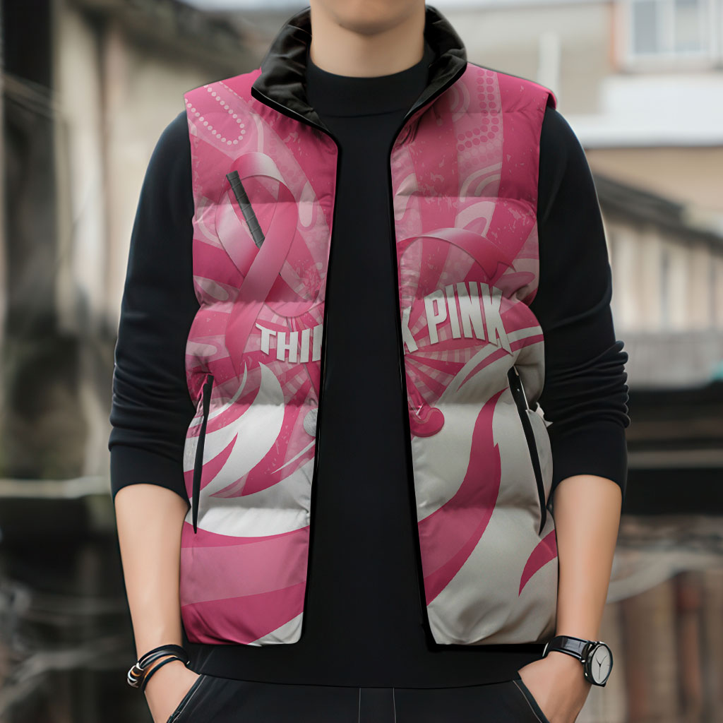 Australia Field Hockey Breast Cancer Personalised Sleeveless Puffer Jacket Think Pink Ribbon Aboriginal Art