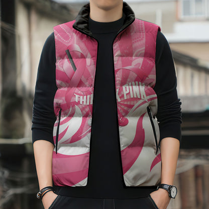 Australia Field Hockey Breast Cancer Personalised Sleeveless Puffer Jacket Think Pink Ribbon Aboriginal Art