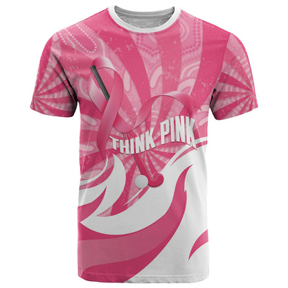 Australia Field Hockey Breast Cancer Personalised T Shirt Think Pink Ribbon Aboriginal Art
