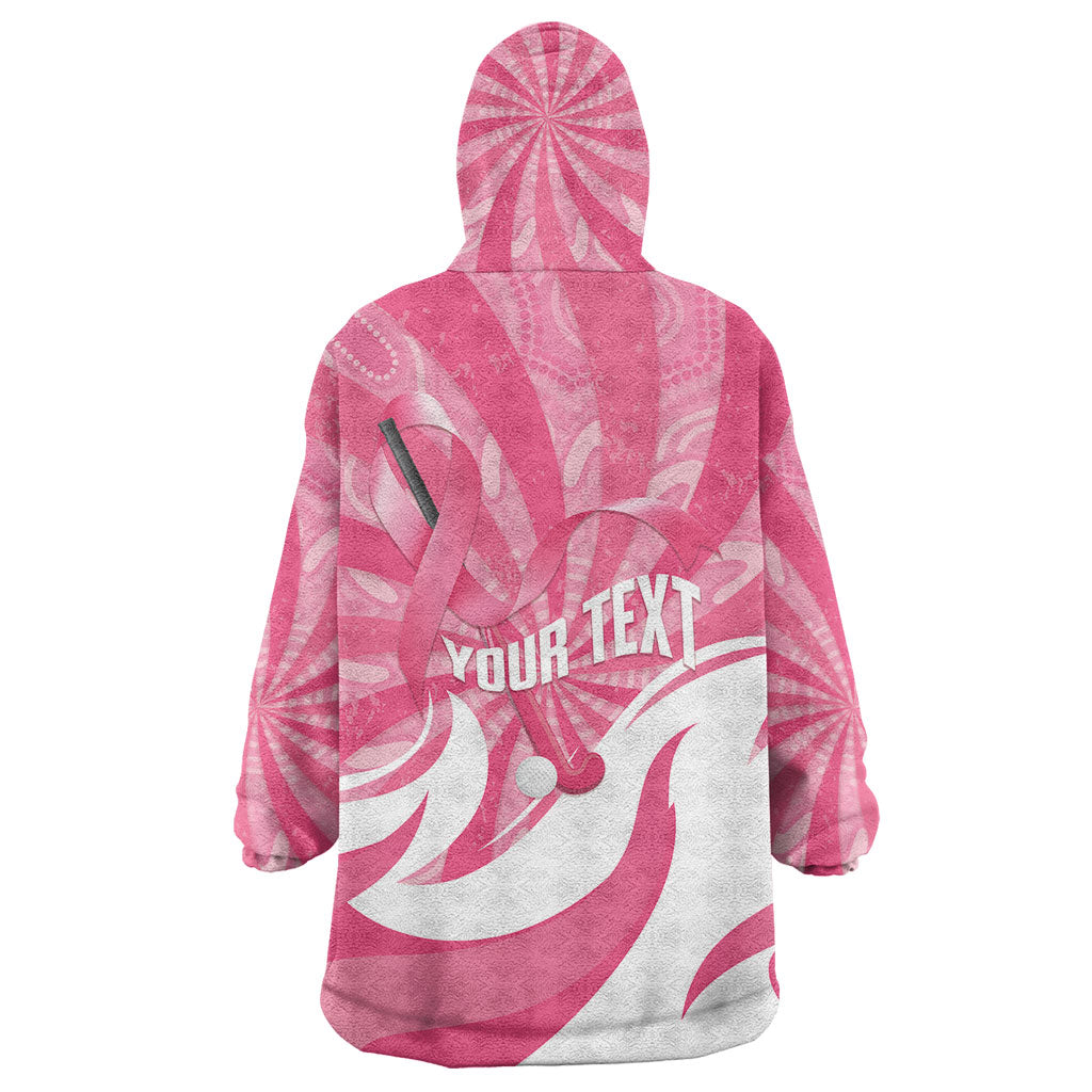 Australia Field Hockey Breast Cancer Personalised Wearable Blanket Hoodie Think Pink Ribbon Aboriginal Art