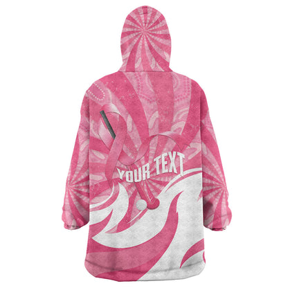 Australia Field Hockey Breast Cancer Personalised Wearable Blanket Hoodie Think Pink Ribbon Aboriginal Art
