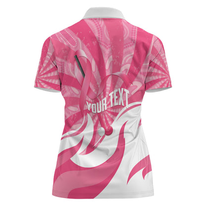 Australia Field Hockey Breast Cancer Personalised Women Polo Shirt Think Pink Ribbon Aboriginal Art