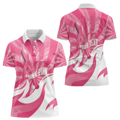 Australia Field Hockey Breast Cancer Personalised Women Polo Shirt Think Pink Ribbon Aboriginal Art