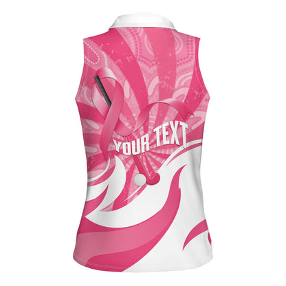 Australia Field Hockey Breast Cancer Personalised Women Sleeveless Polo Shirt Think Pink Ribbon Aboriginal Art