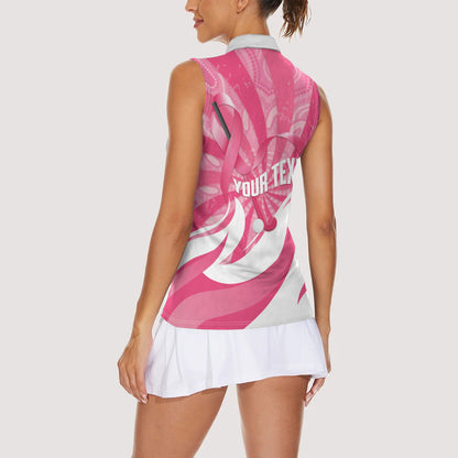 Australia Field Hockey Breast Cancer Personalised Women Sleeveless Polo Shirt Think Pink Ribbon Aboriginal Art