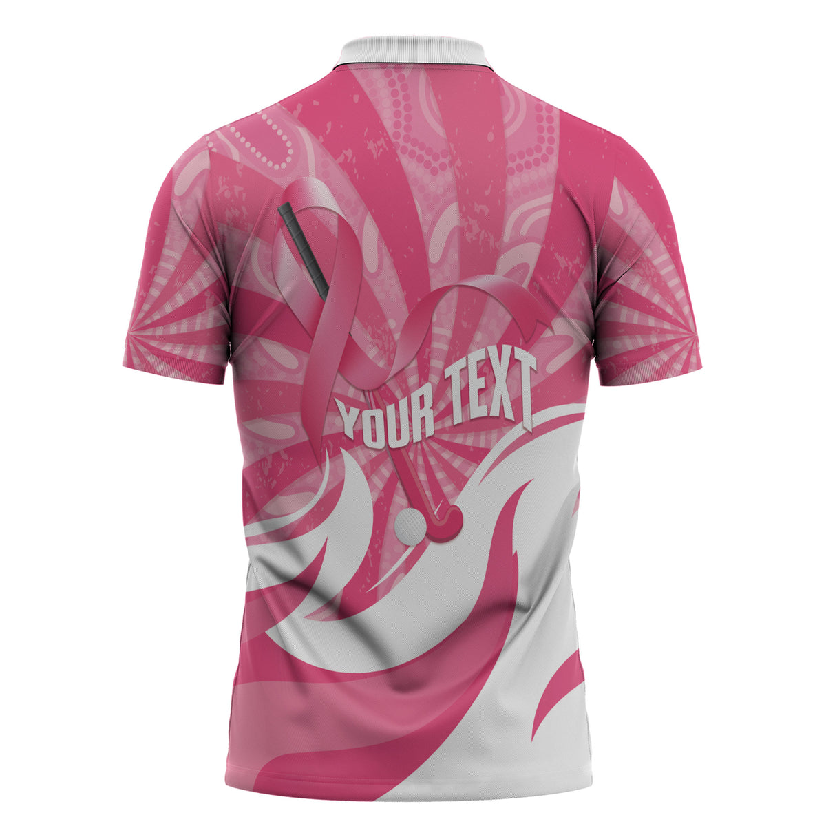 Australia Field Hockey Breast Cancer Personalised Zipper Polo Shirt Think Pink Ribbon Aboriginal Art