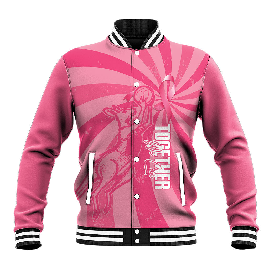 Australia Netball Breast Cancer Personalised Baseball Jacket Aussie Kangaroo Together We Can