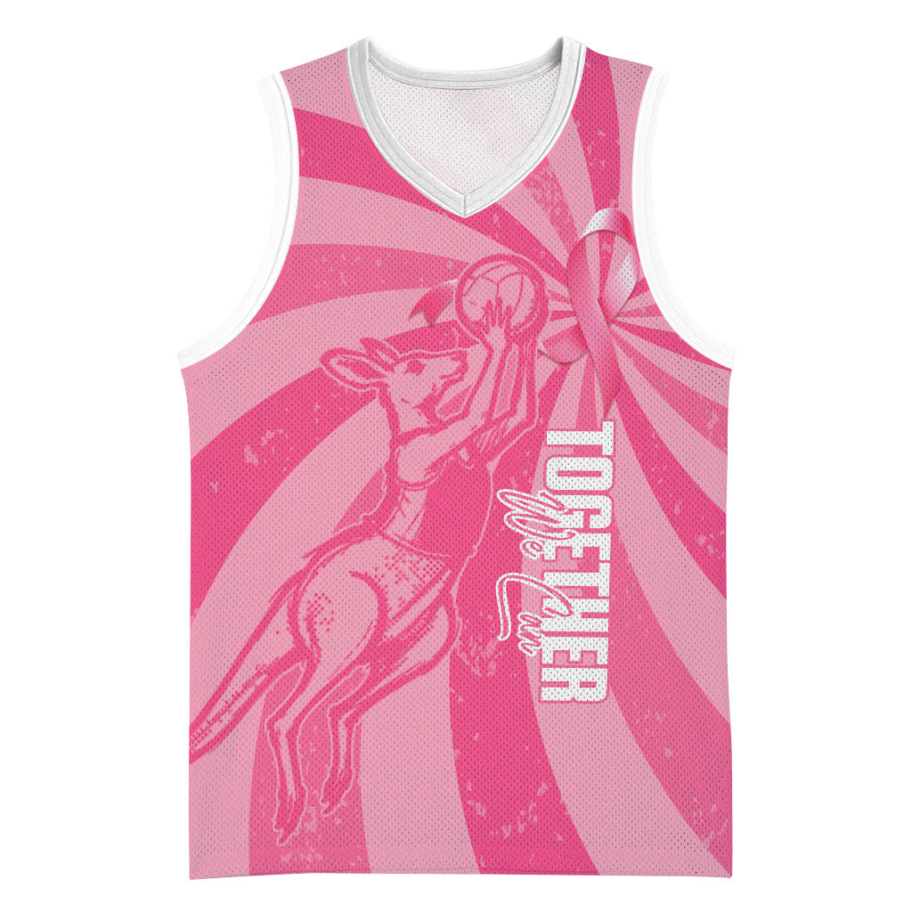 Australia Netball Breast Cancer Personalised Basketball Jersey Aussie Kangaroo Together We Can