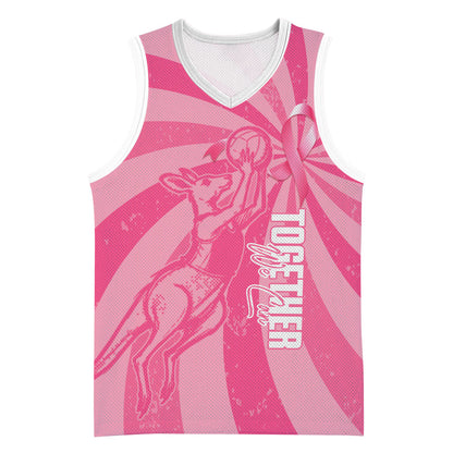 Australia Netball Breast Cancer Personalised Basketball Jersey Aussie Kangaroo Together We Can