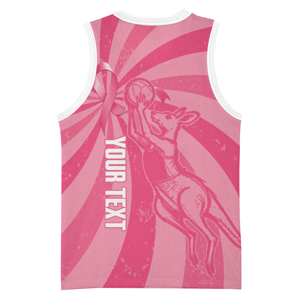 Australia Netball Breast Cancer Personalised Basketball Jersey Aussie Kangaroo Together We Can