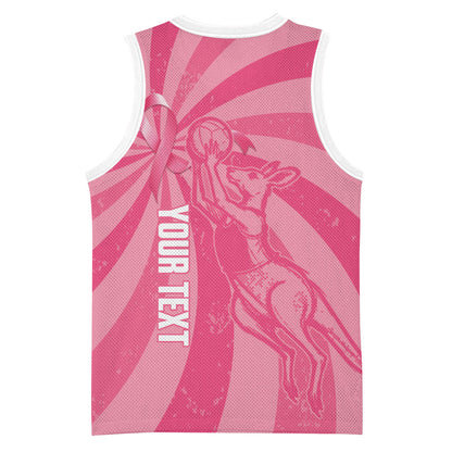 Australia Netball Breast Cancer Personalised Basketball Jersey Aussie Kangaroo Together We Can