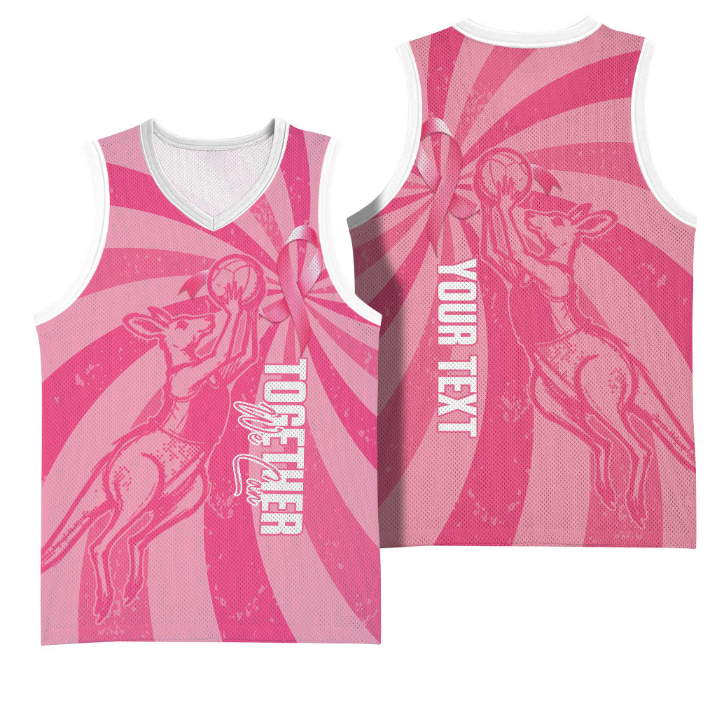 Australia Netball Breast Cancer Personalised Basketball Jersey Aussie Kangaroo Together We Can