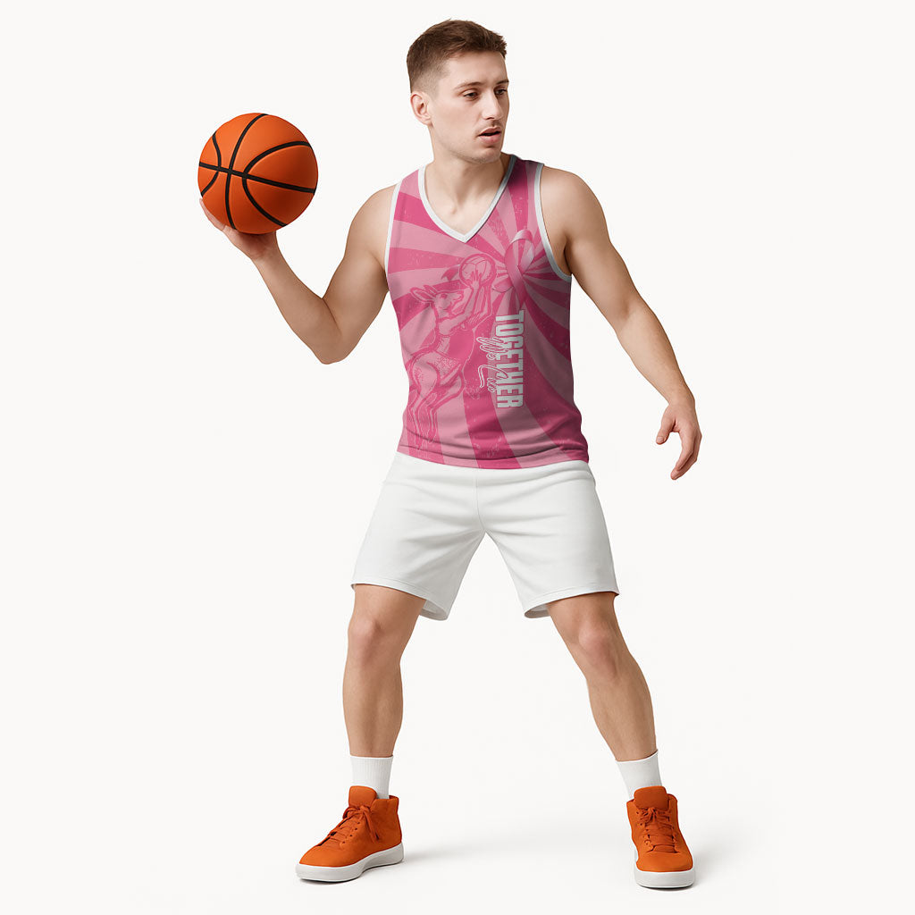 Australia Netball Breast Cancer Personalised Basketball Jersey Aussie Kangaroo Together We Can