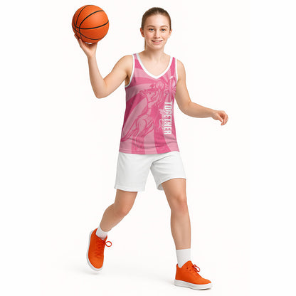 Australia Netball Breast Cancer Personalised Basketball Jersey Aussie Kangaroo Together We Can