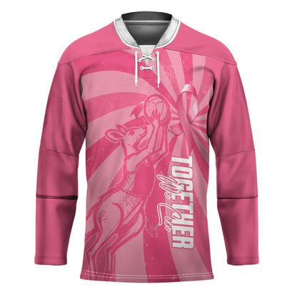 Australia Netball Breast Cancer Personalised Hockey Jersey Aussie Kangaroo Together We Can