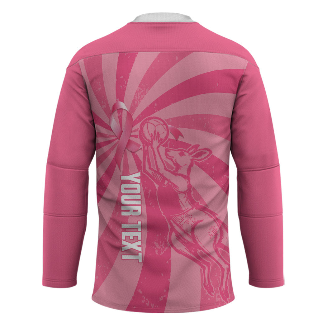 Australia Netball Breast Cancer Personalised Hockey Jersey Aussie Kangaroo Together We Can