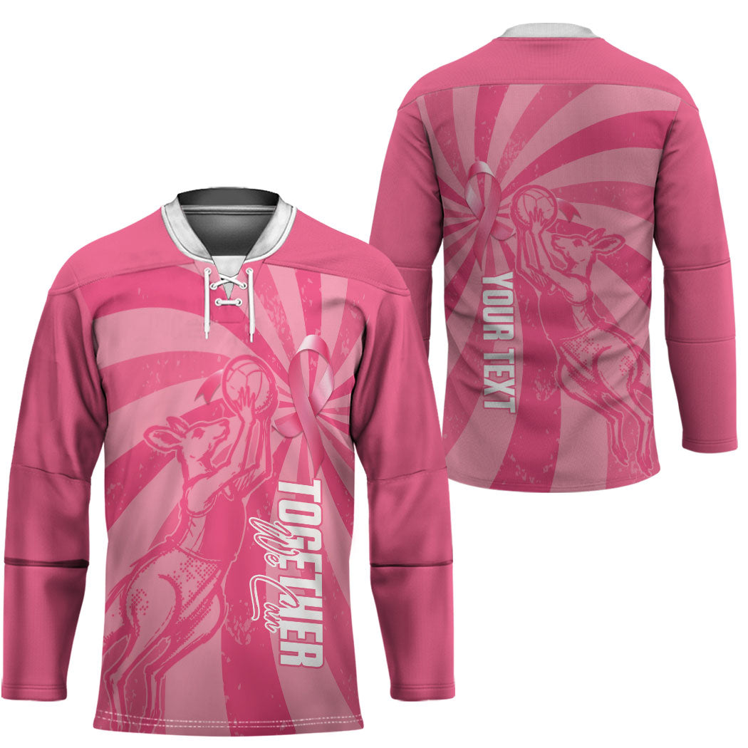 Australia Netball Breast Cancer Personalised Hockey Jersey Aussie Kangaroo Together We Can