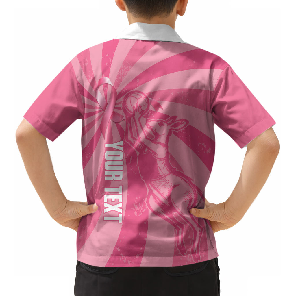 Australia Netball Breast Cancer Personalised Kid Hawaiian Shirt Aussie Kangaroo Together We Can