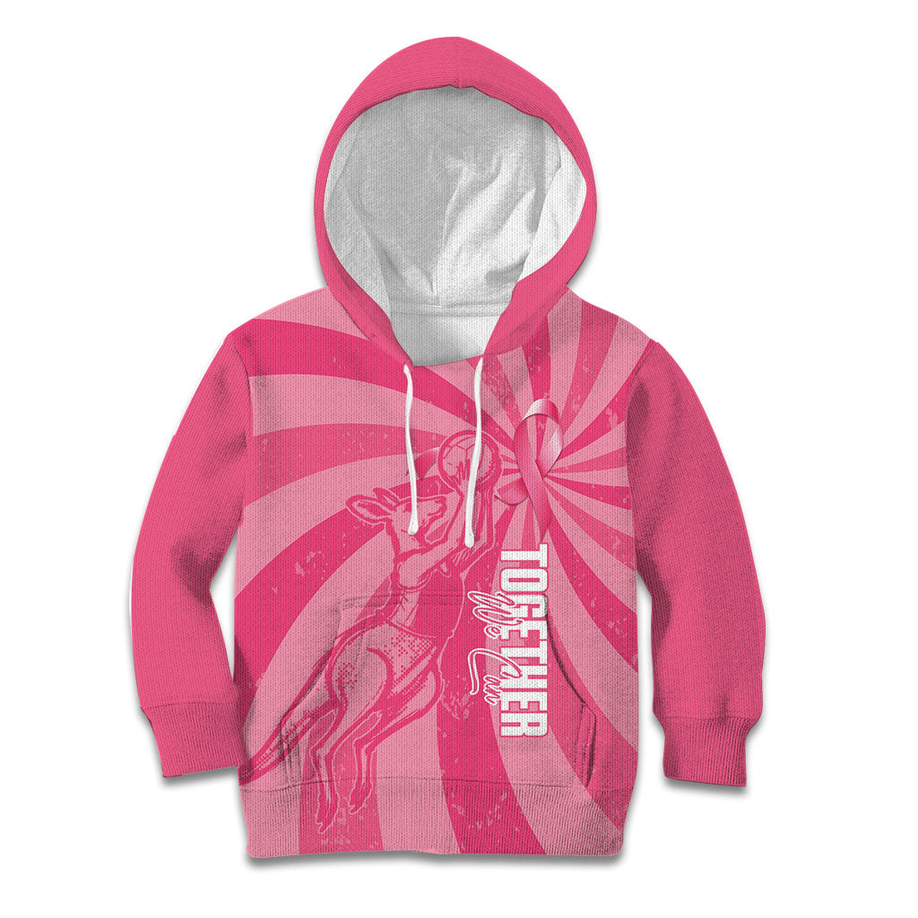 Australia Netball Breast Cancer Personalised Kid Hoodie Aussie Kangaroo Together We Can