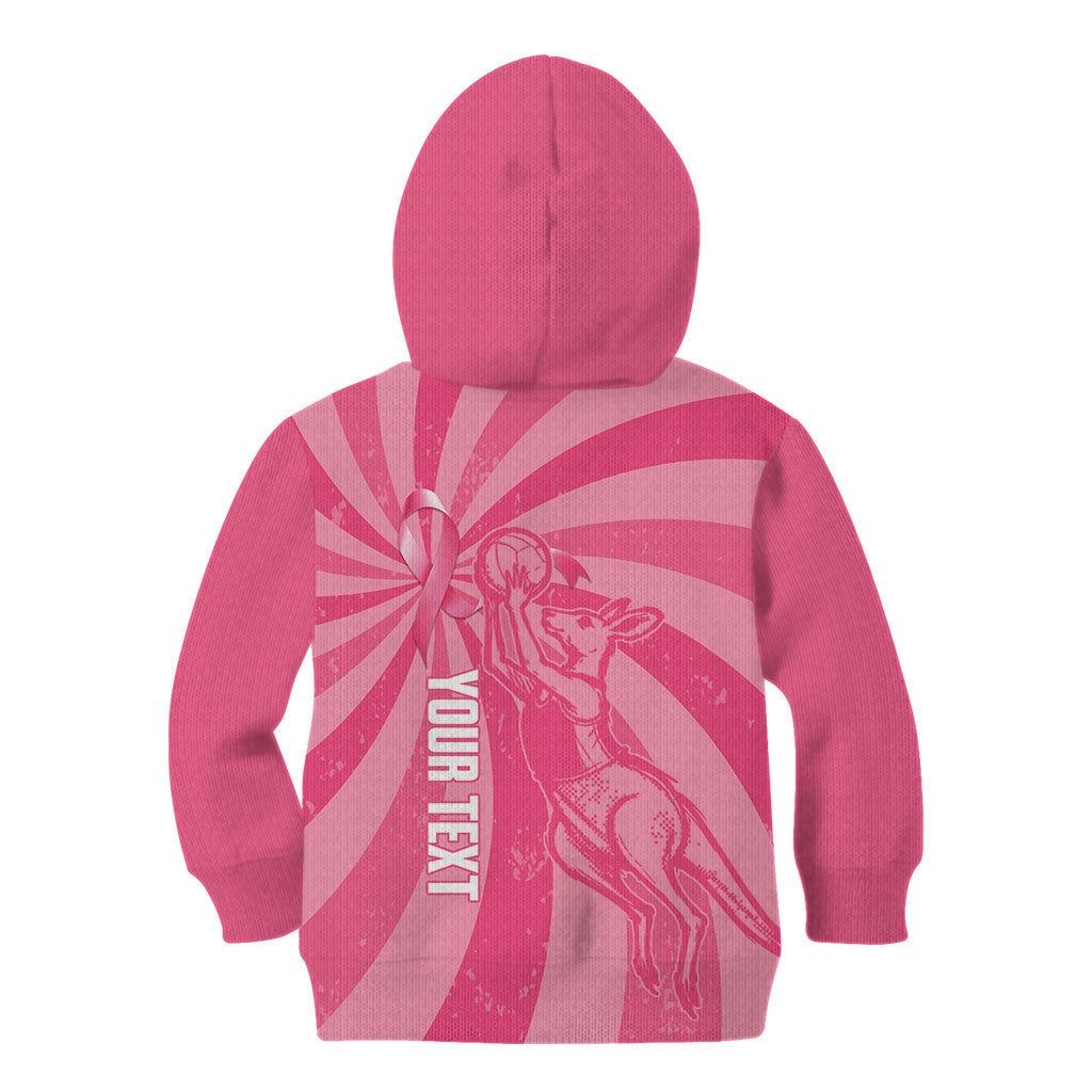 Australia Netball Breast Cancer Personalised Kid Hoodie Aussie Kangaroo Together We Can