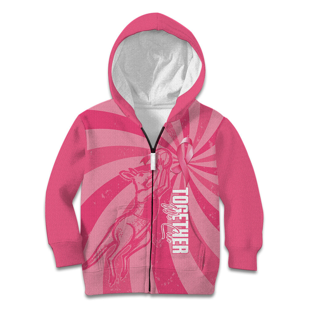 Australia Netball Breast Cancer Personalised Kid Hoodie Aussie Kangaroo Together We Can