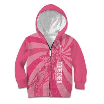 Australia Netball Breast Cancer Personalised Kid Hoodie Aussie Kangaroo Together We Can