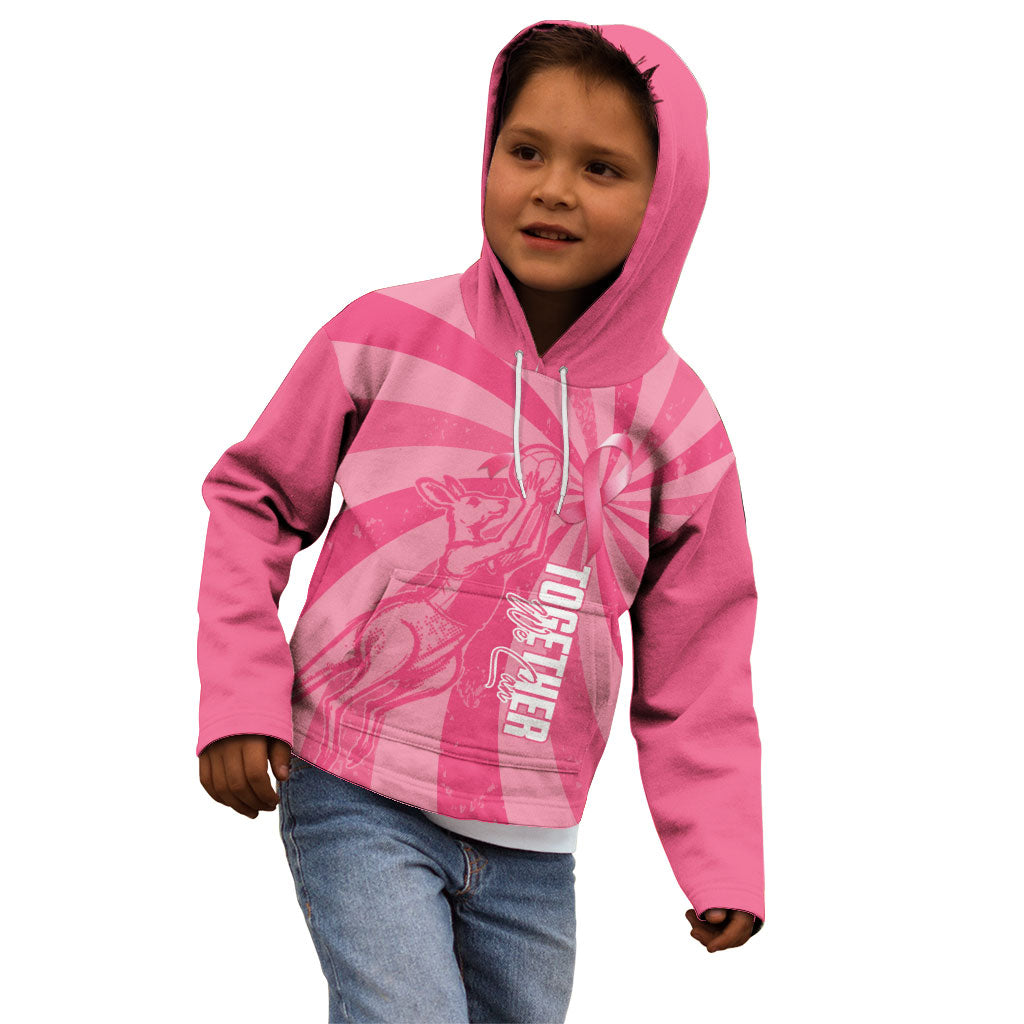 Australia Netball Breast Cancer Personalised Kid Hoodie Aussie Kangaroo Together We Can