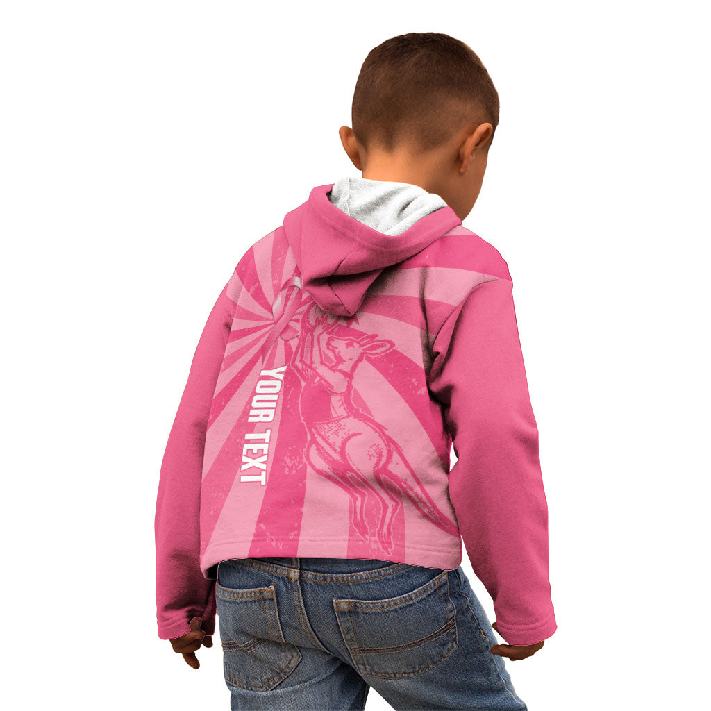 Australia Netball Breast Cancer Personalised Kid Hoodie Aussie Kangaroo Together We Can