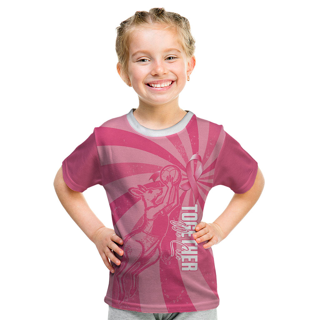Australia Netball Breast Cancer Personalised Kid T Shirt Aussie Kangaroo Together We Can