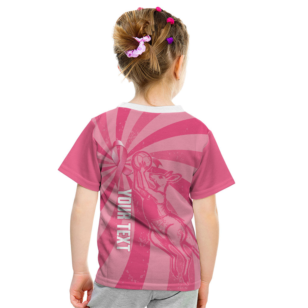 Australia Netball Breast Cancer Personalised Kid T Shirt Aussie Kangaroo Together We Can