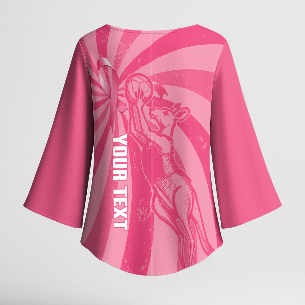 Australia Netball Breast Cancer Personalised Kimono Sleeve Blouse Aussie Kangaroo Together We Can