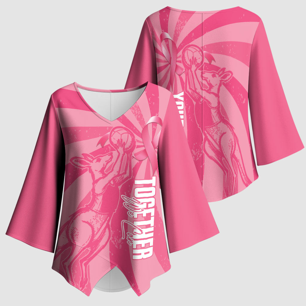 Australia Netball Breast Cancer Personalised Kimono Sleeve Blouse Aussie Kangaroo Together We Can