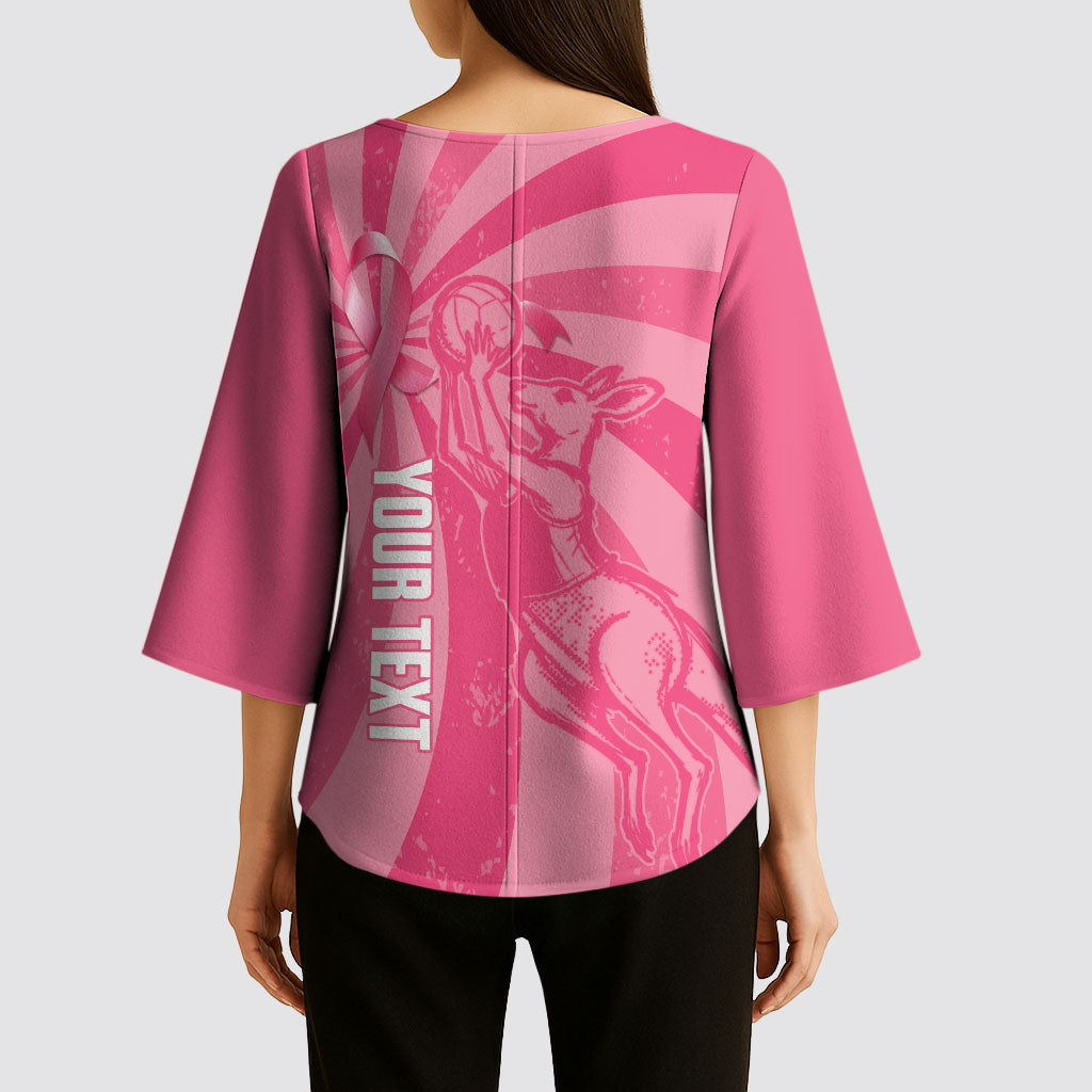 Australia Netball Breast Cancer Personalised Kimono Sleeve Blouse Aussie Kangaroo Together We Can