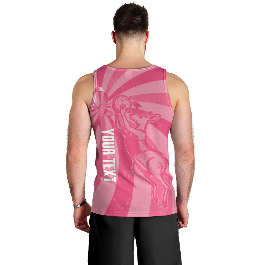 Australia Netball Breast Cancer Personalised Men Tank Top Aussie Kangaroo Together We Can