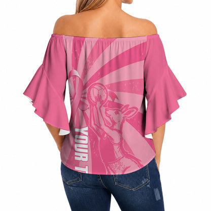 Australia Netball Breast Cancer Personalised Off Shoulder Wrap Waist Top Aussie Kangaroo Together We Can